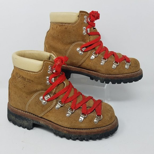 Wilderness boots brown suede w/red speed lace‎  high top hiking 7.5M